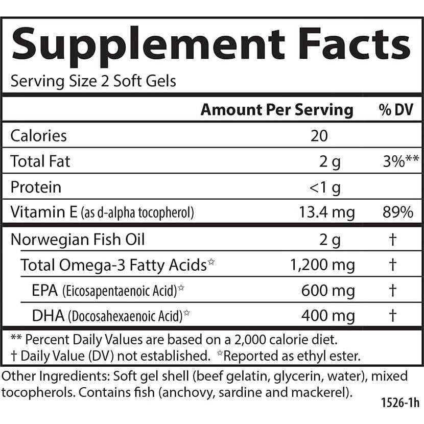 Suplemento Omega-3 Carlson 1200 mg 180 geles blandos