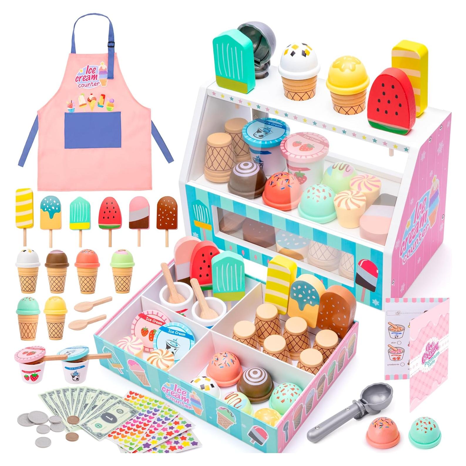 Set de Juego de Helado Meland - 51 Piezas de Madera para Niños