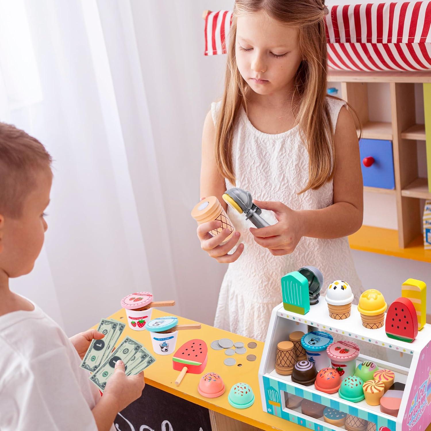 Set de Juego de Helado Meland - 51 Piezas de Madera para Niños
