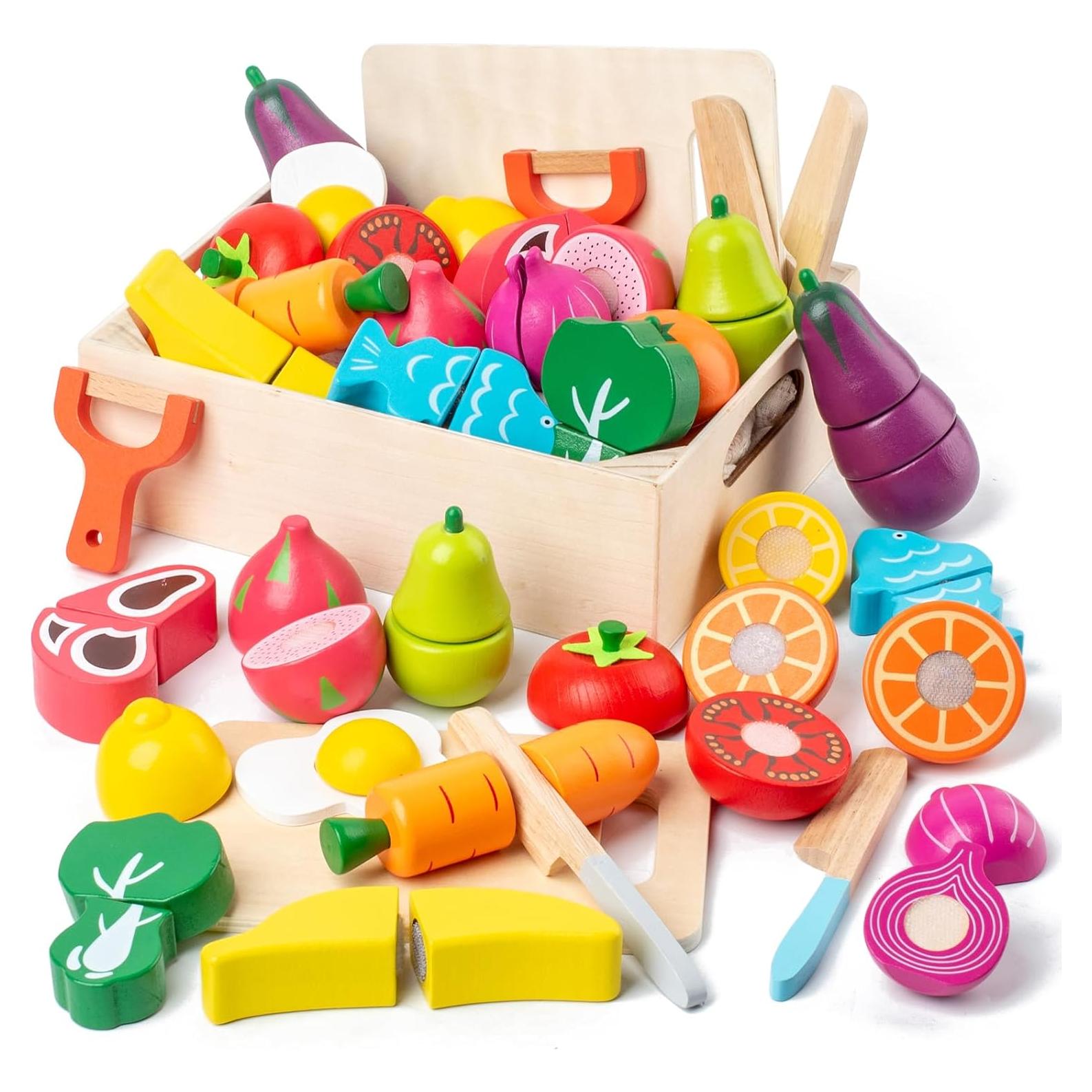 Conjunto de Comida de Madera 32 Pcs - Juguetes Educativos Montessori