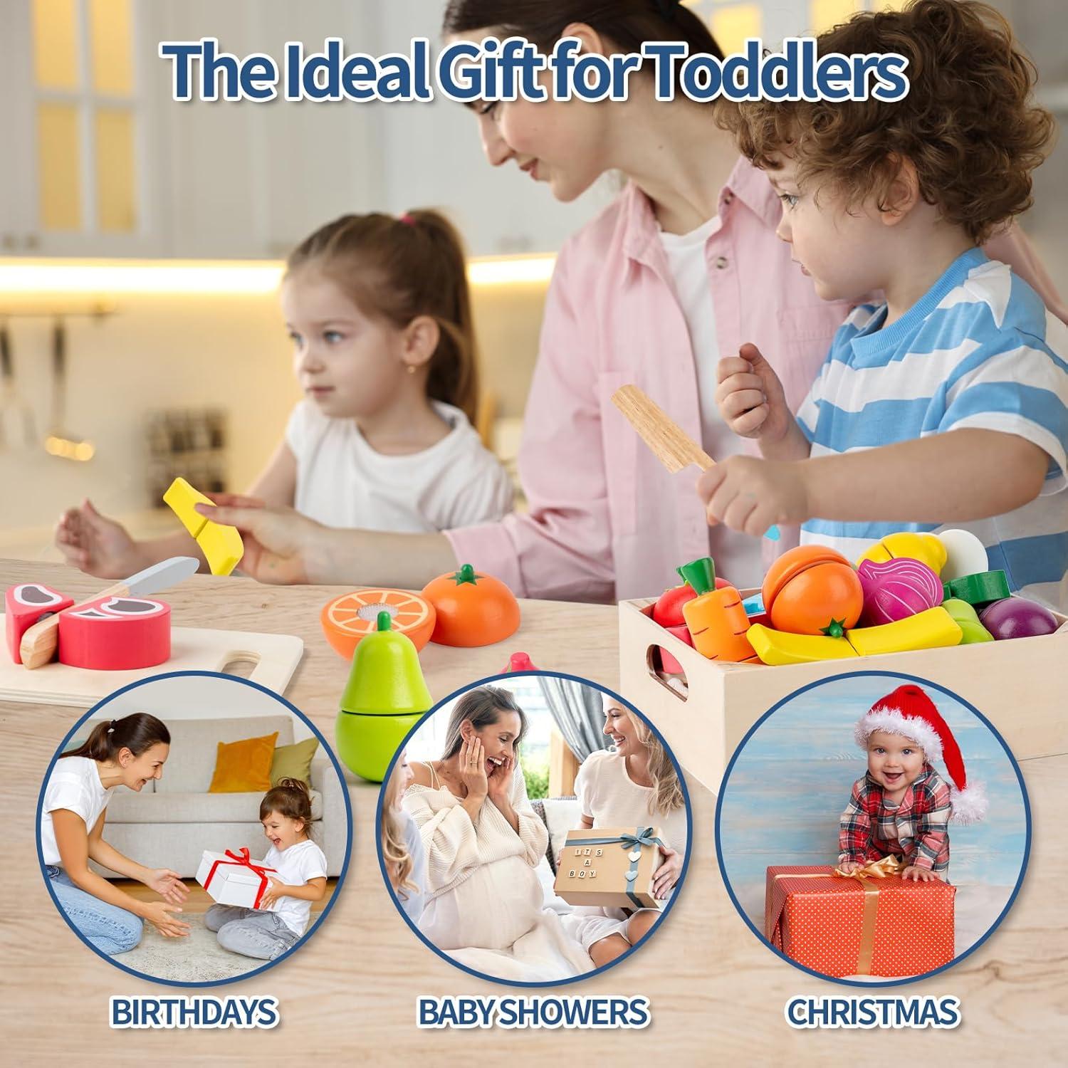 Conjunto de Comida de Madera 32 Pcs - Juguetes Educativos Montessori