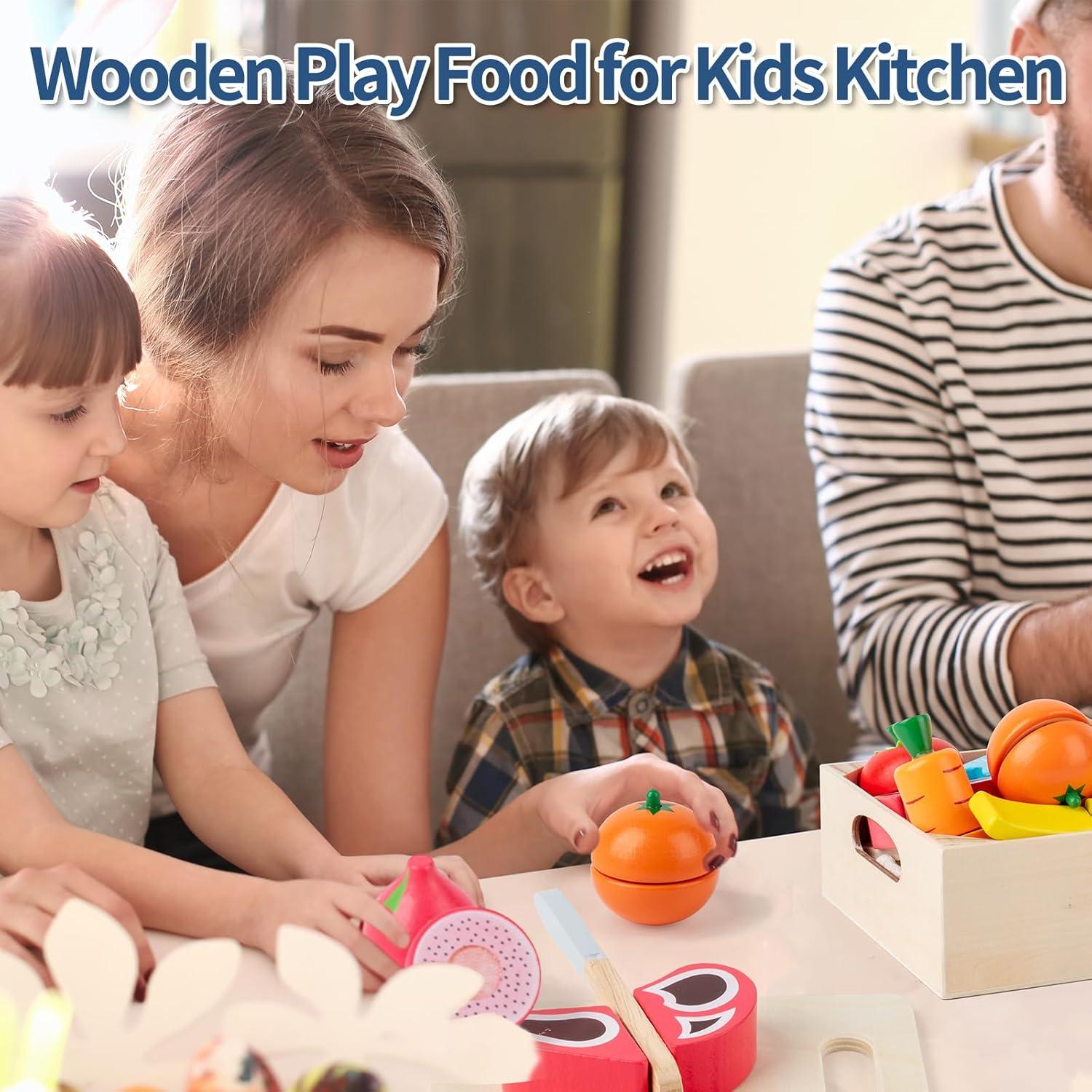 Conjunto de Comida de Madera 32 Pcs - Juguetes Educativos Montessori