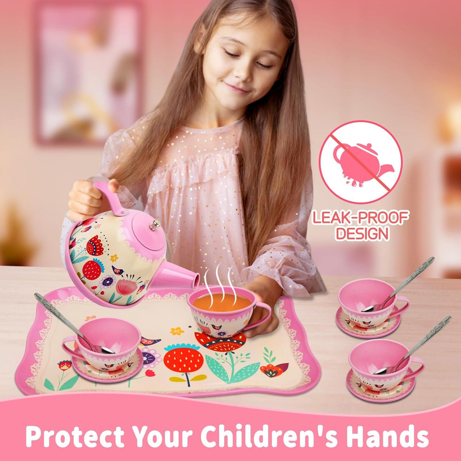 Juego de Té para Niñas SMILESSKIDDO Jardín 46 Piezas