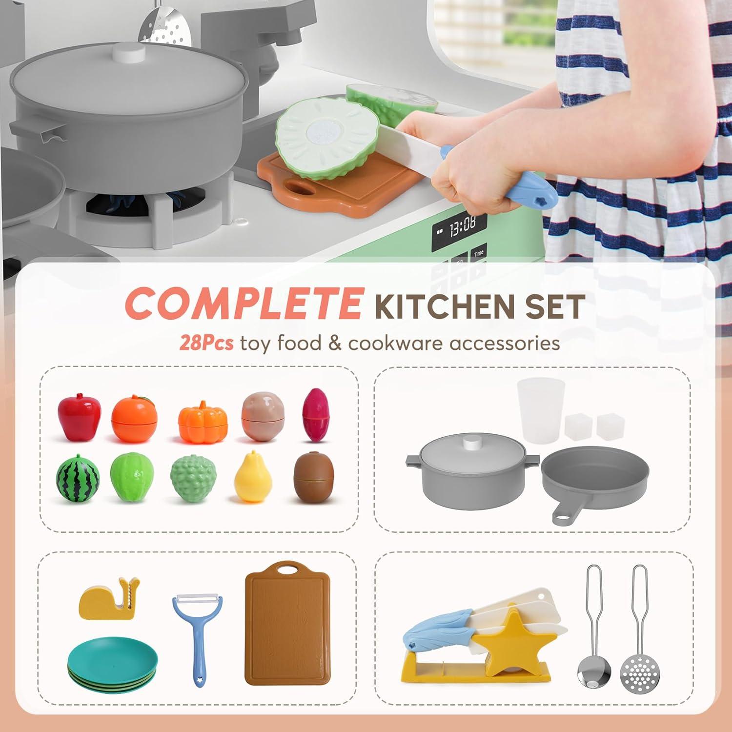 Cocina de Juguete BIERUM con Luces y Sonidos, 28 Piezas