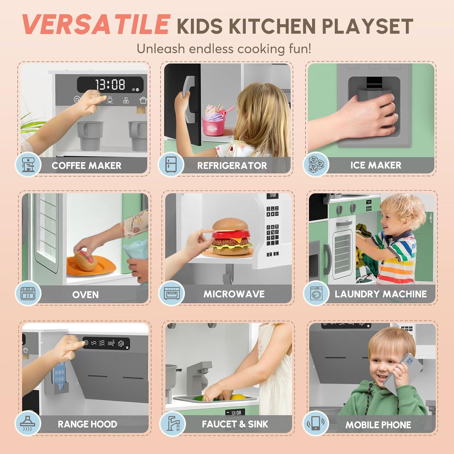 Cocina de Juguete BIERUM con Luces y Sonidos, 28 Piezas