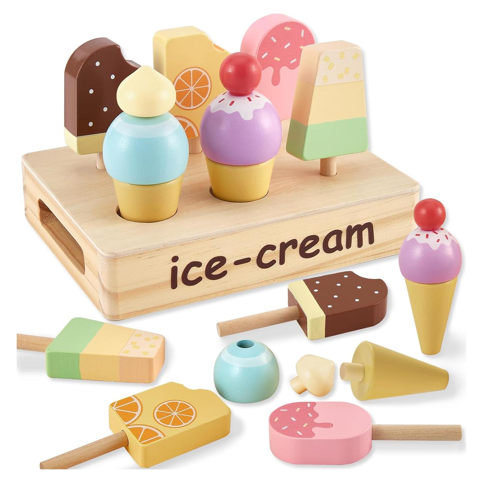 HERSITY Soporte de Helados de Madera para Niños 3-10 Años