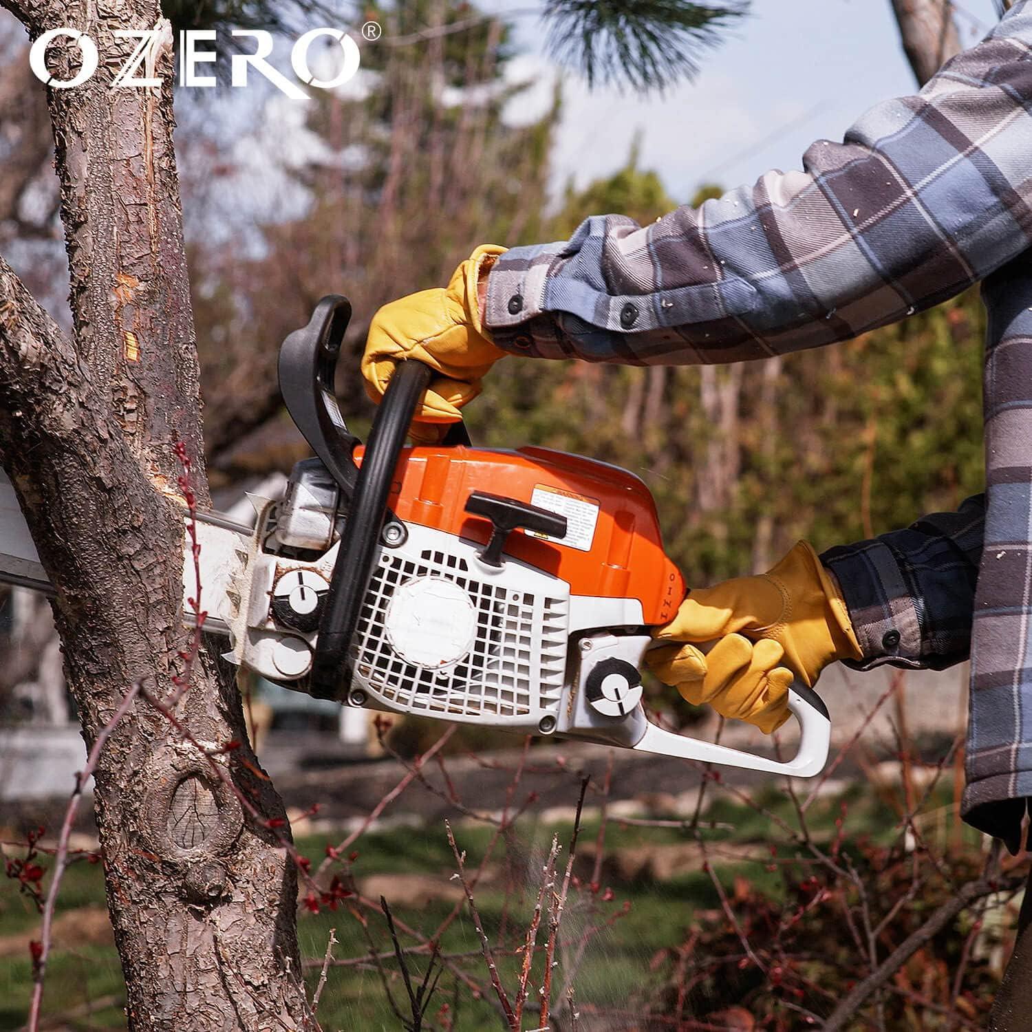 Guantes de trabajo OZERO de cuero vaca, Mediano, Oro