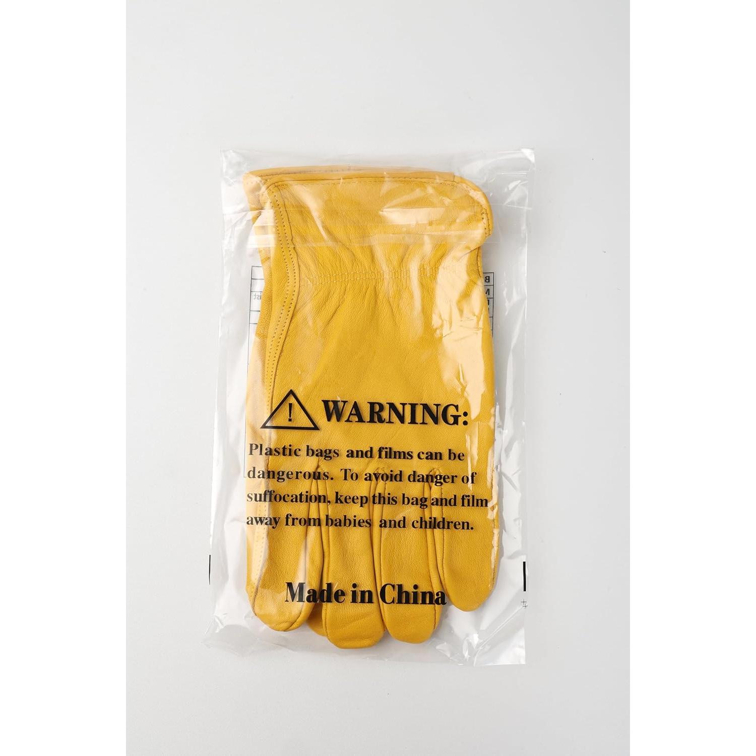 Guantes de trabajo OZERO de cuero vaca, Mediano, Oro