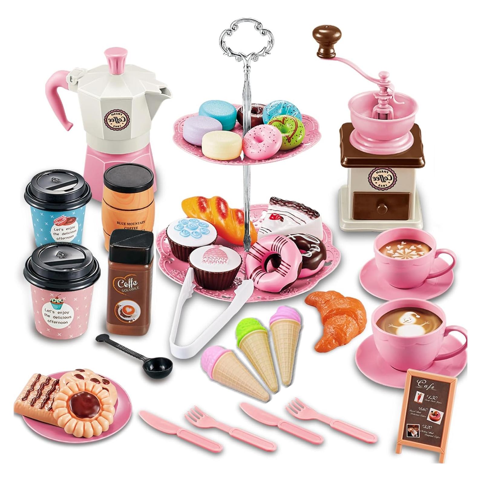 Juego de Té Falso para Niñas GIFTRRTOY 41 Piezas Rosa