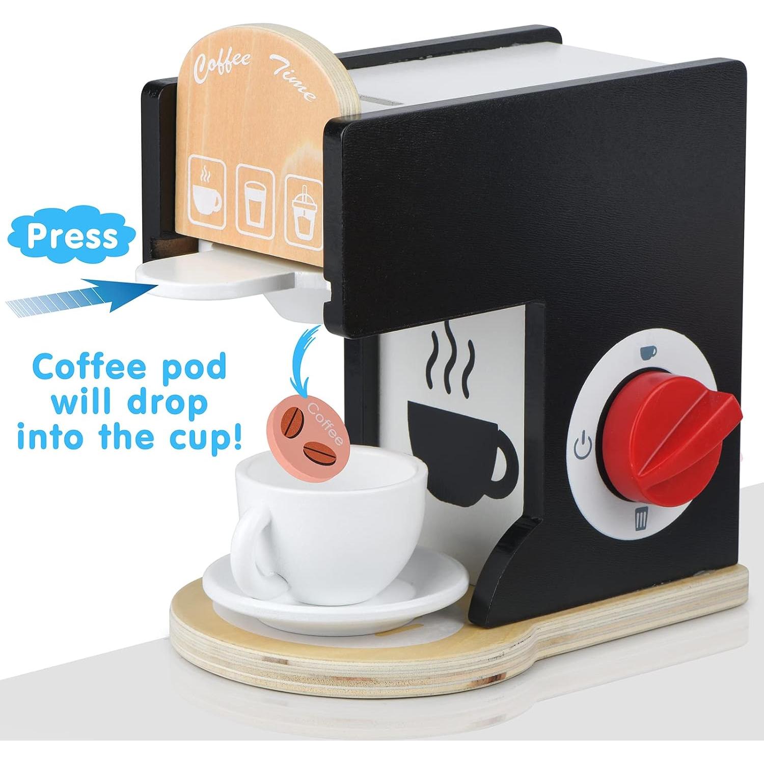 Conjunto de Juguete Máquina de Café de Madera Medoga Negro