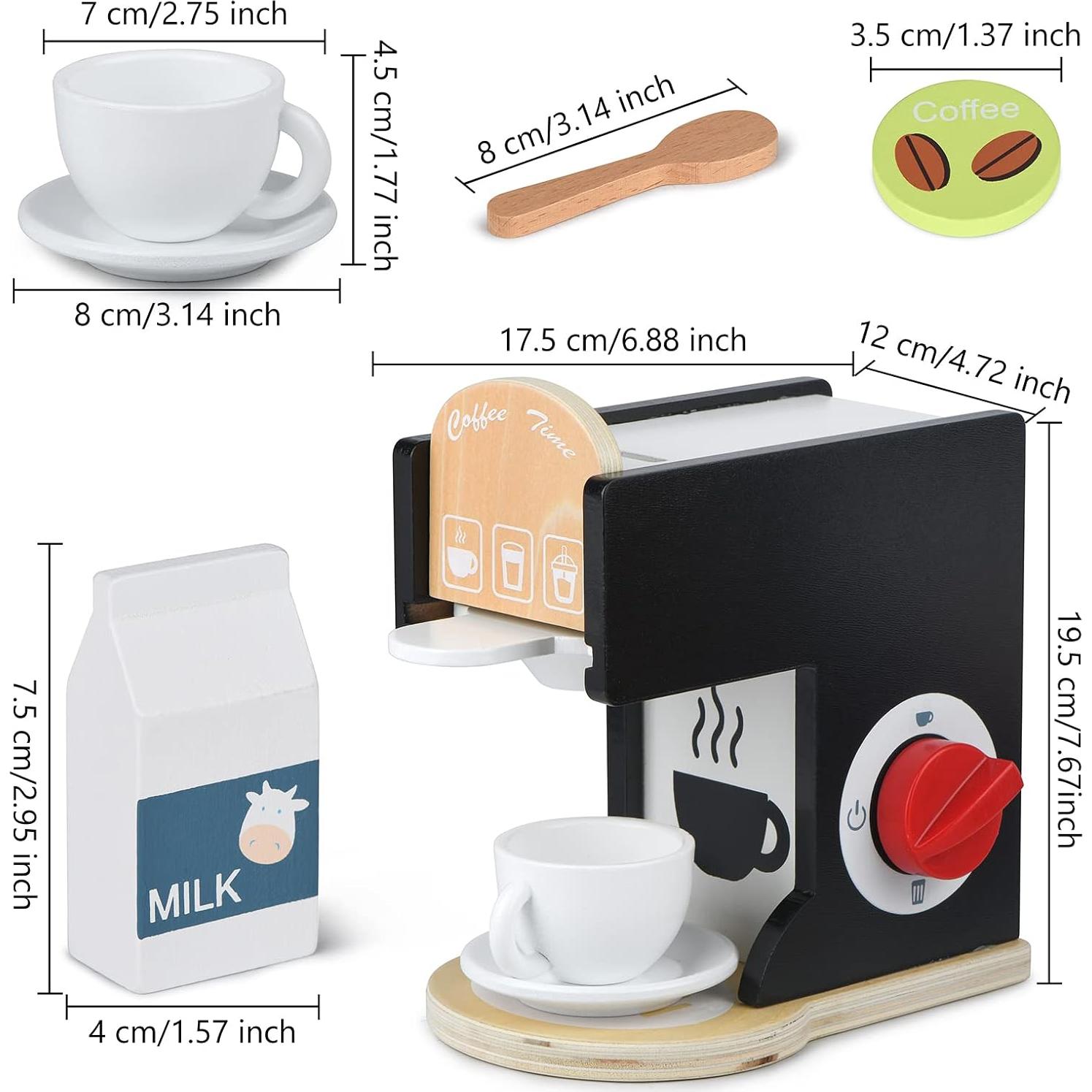 Conjunto de Juguete Máquina de Café de Madera Medoga Negro