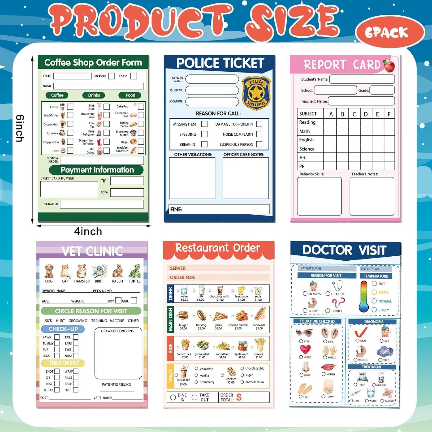 Cuadernos de Juego de Simulación para Niños Eaasty - 6 Pcs