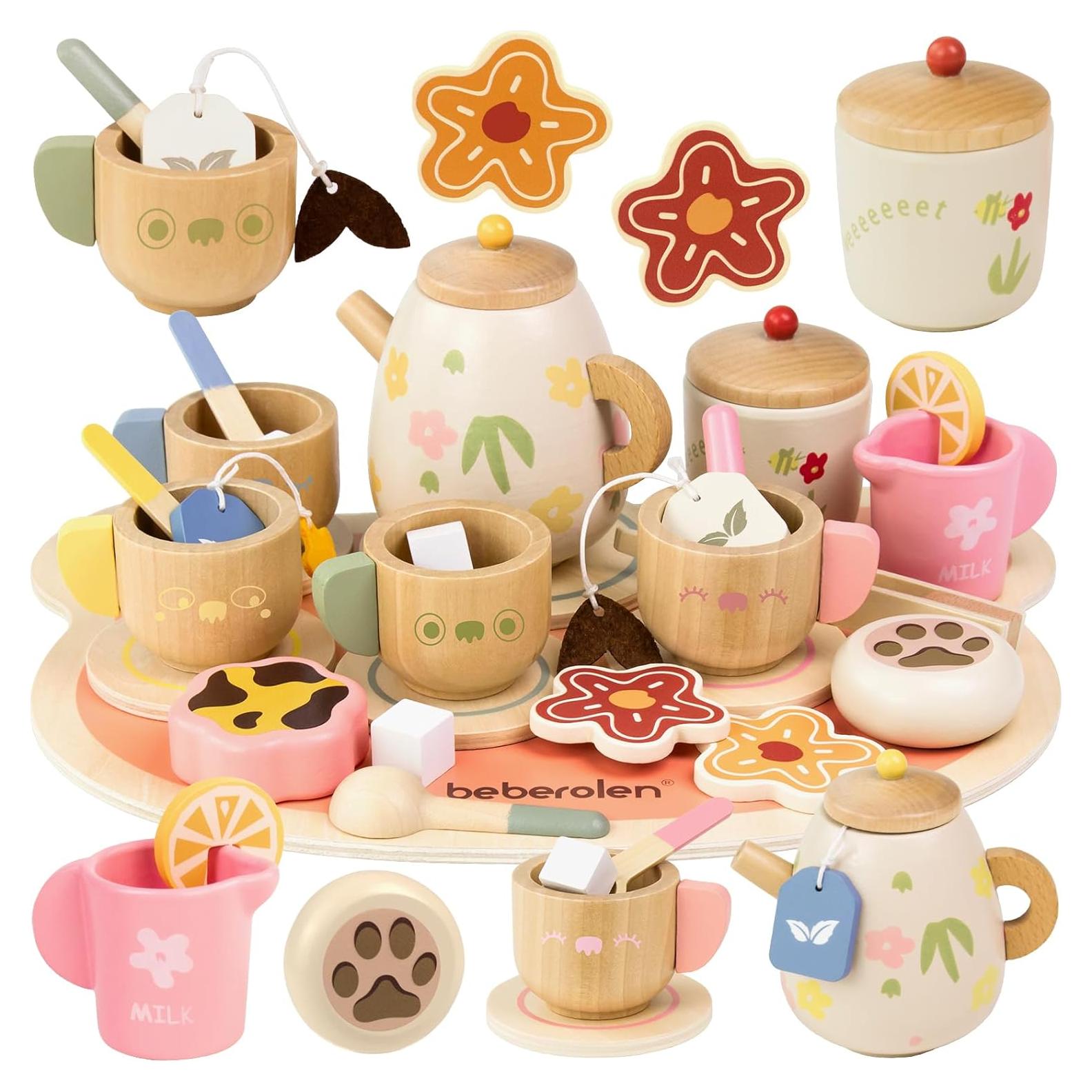 Juego de Té de Madera Beberolen para Niños 3-5 Años