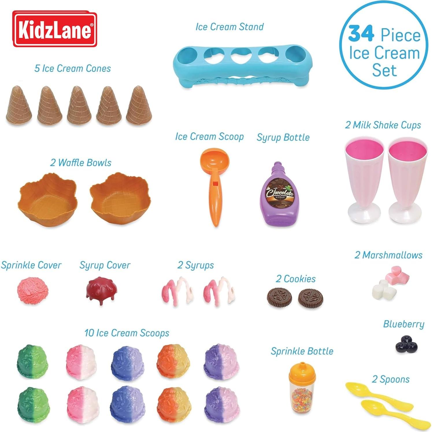 Set de Juego de Helado Kidzlane 34 Piezas Cambia Color