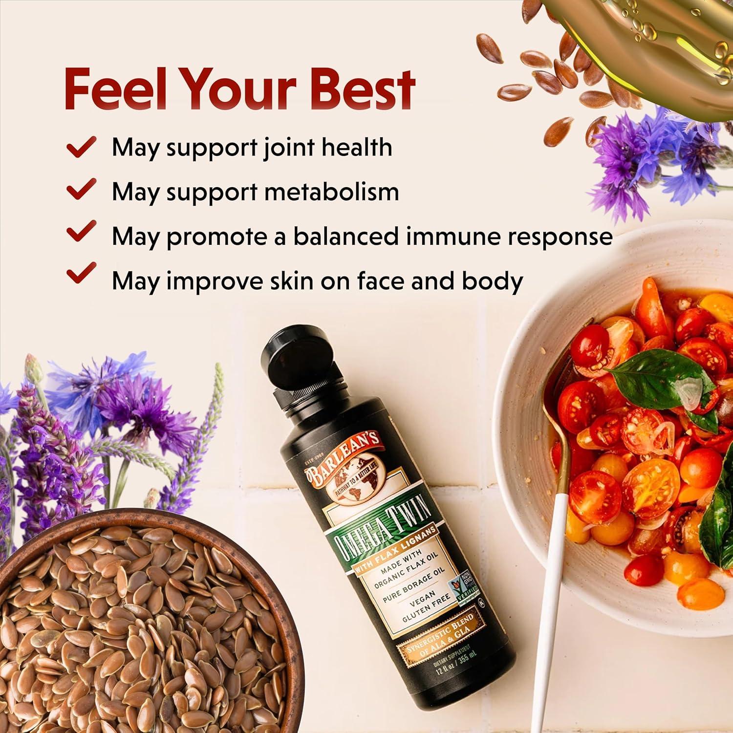 Suplemento Líquido Omega 3 Barlean's 355ml - Aceite de Lino y Borraja