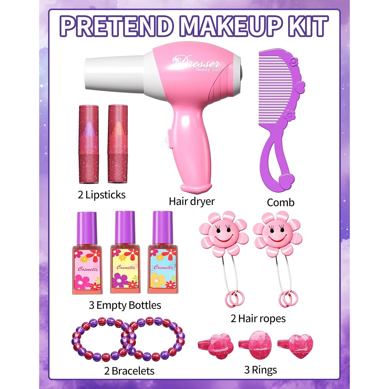 Mesa de Maquillaje Infantil Deejoy con Espejo y Silla 72x45cm