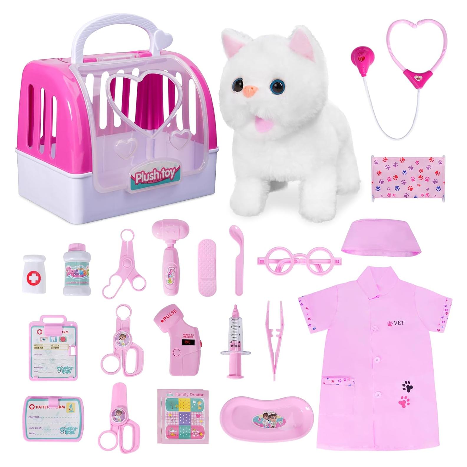 Kit de Doctor para Niños DWMTGS con Gatito Blanco - Juego Simulado