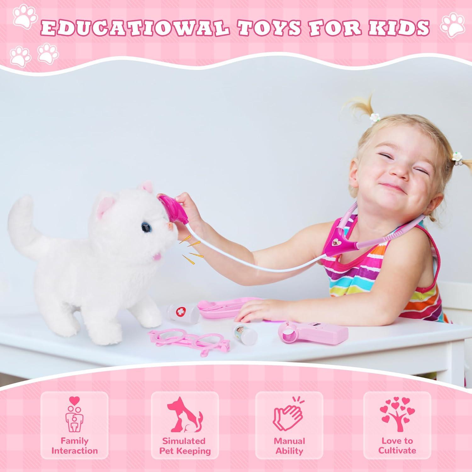 Kit de Doctor para Niños DWMTGS con Gatito Blanco - Juego Simulado