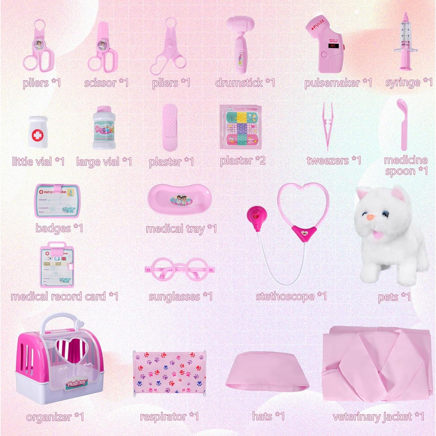 Kit de Doctor para Niños DWMTGS con Gatito Blanco - Juego Simulado