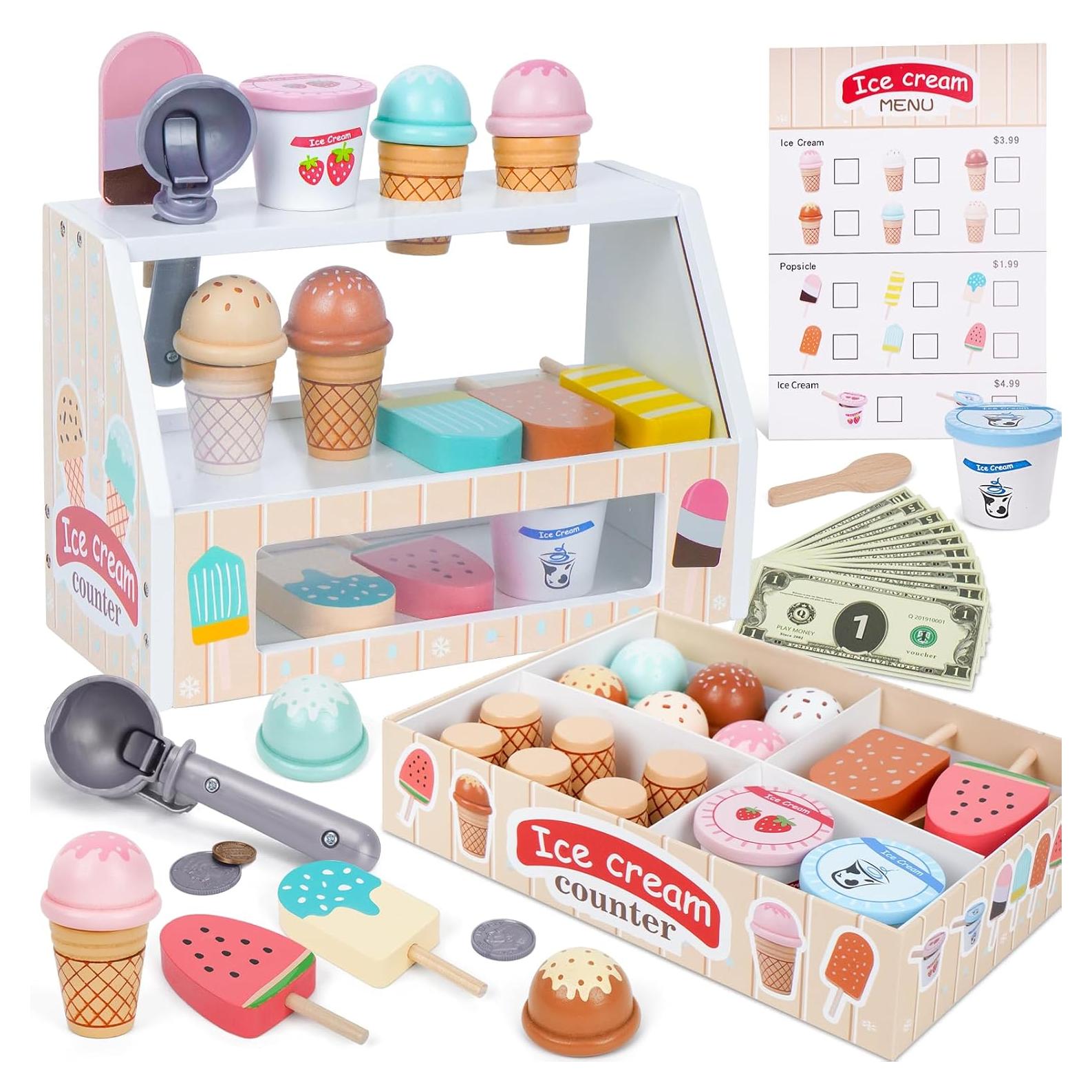 Juego de Cocina de Madera Heladería para Niños 3-6 Años