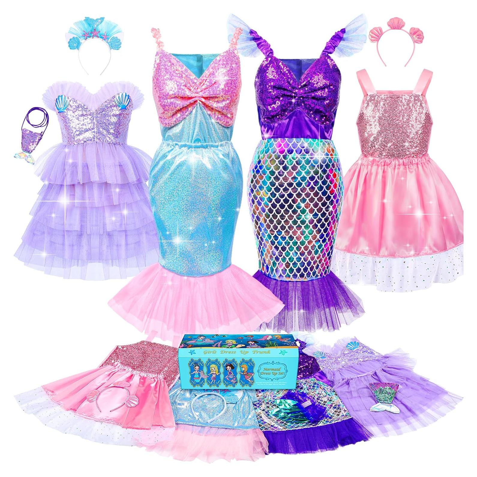 Disfraz de Princesa Sirena Jeowoqao 13 Piezas para Niñas 3-6 Años