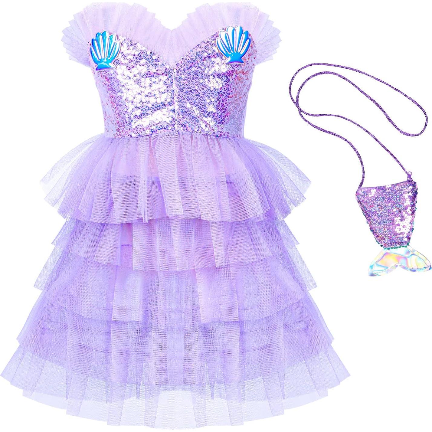 Disfraz de Princesa Sirena Jeowoqao 13 Piezas para Niñas 3-6 Años