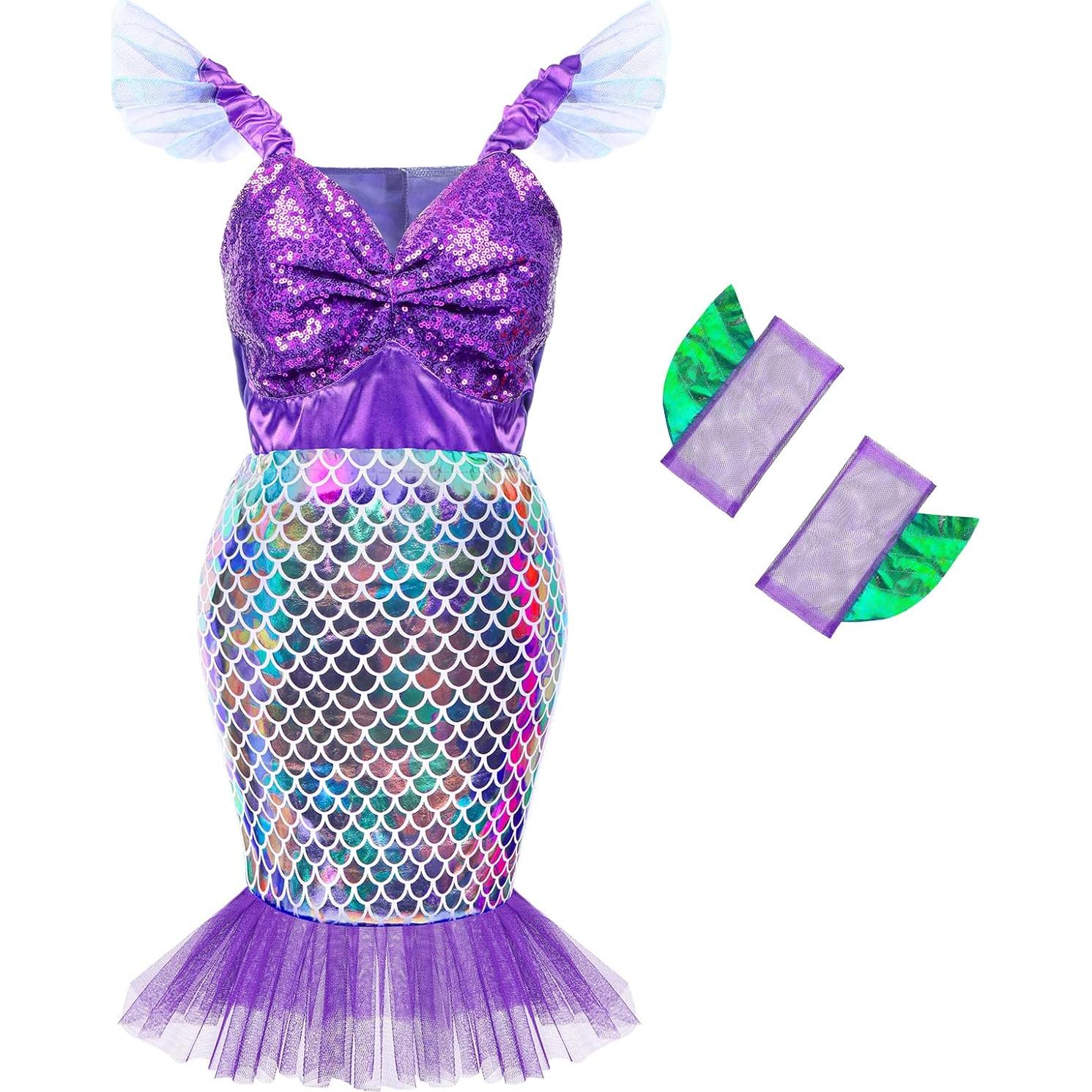 Disfraz de Princesa Sirena Jeowoqao 13 Piezas para Niñas 3-6 Años