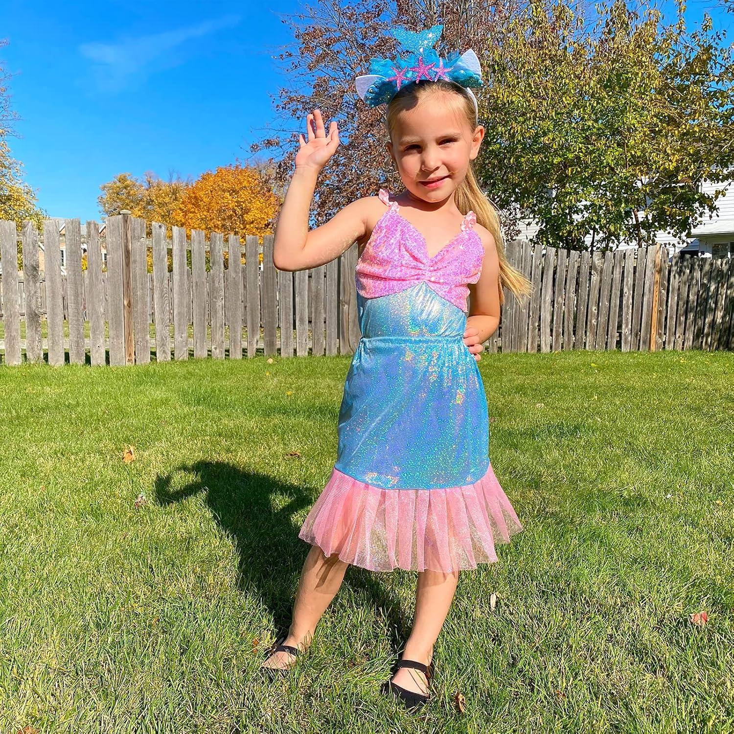 Disfraz de Princesa Sirena Jeowoqao 13 Piezas para Niñas 3-6 Años