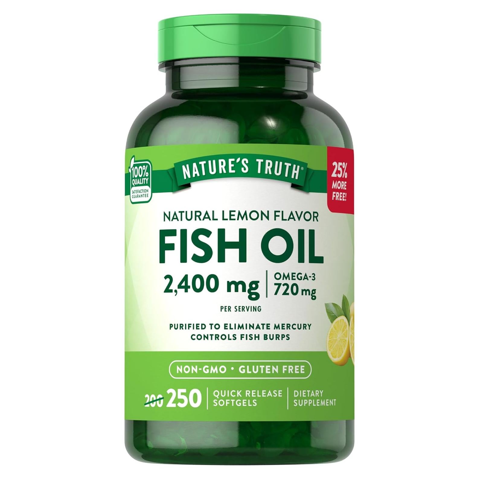 Aceite de Pescado Nature's Truth 2400mg 250 Gelatinas Blandas Omega 3