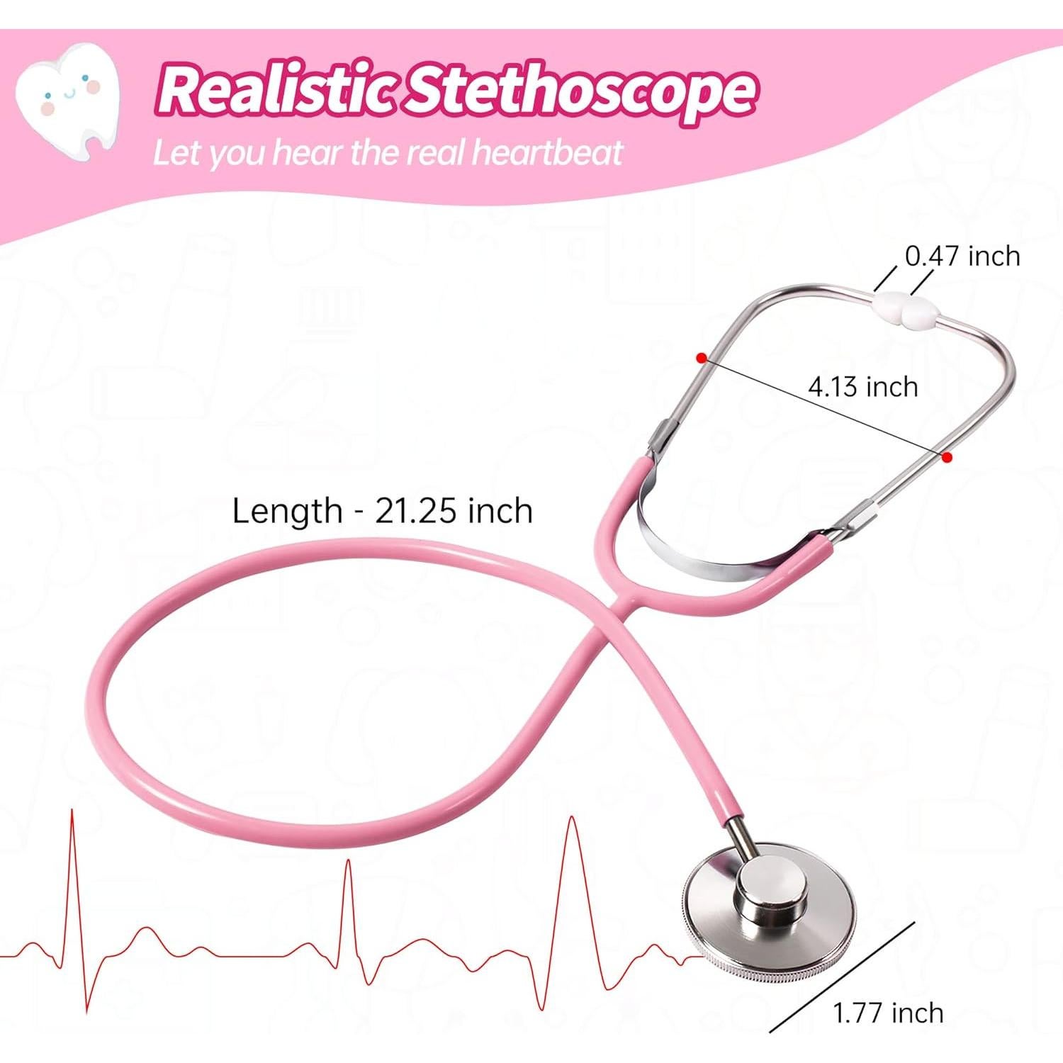 Kit de Doctor Phobby Rosa 27 Piezas Estetoscopio Real Niños 3-8 Años