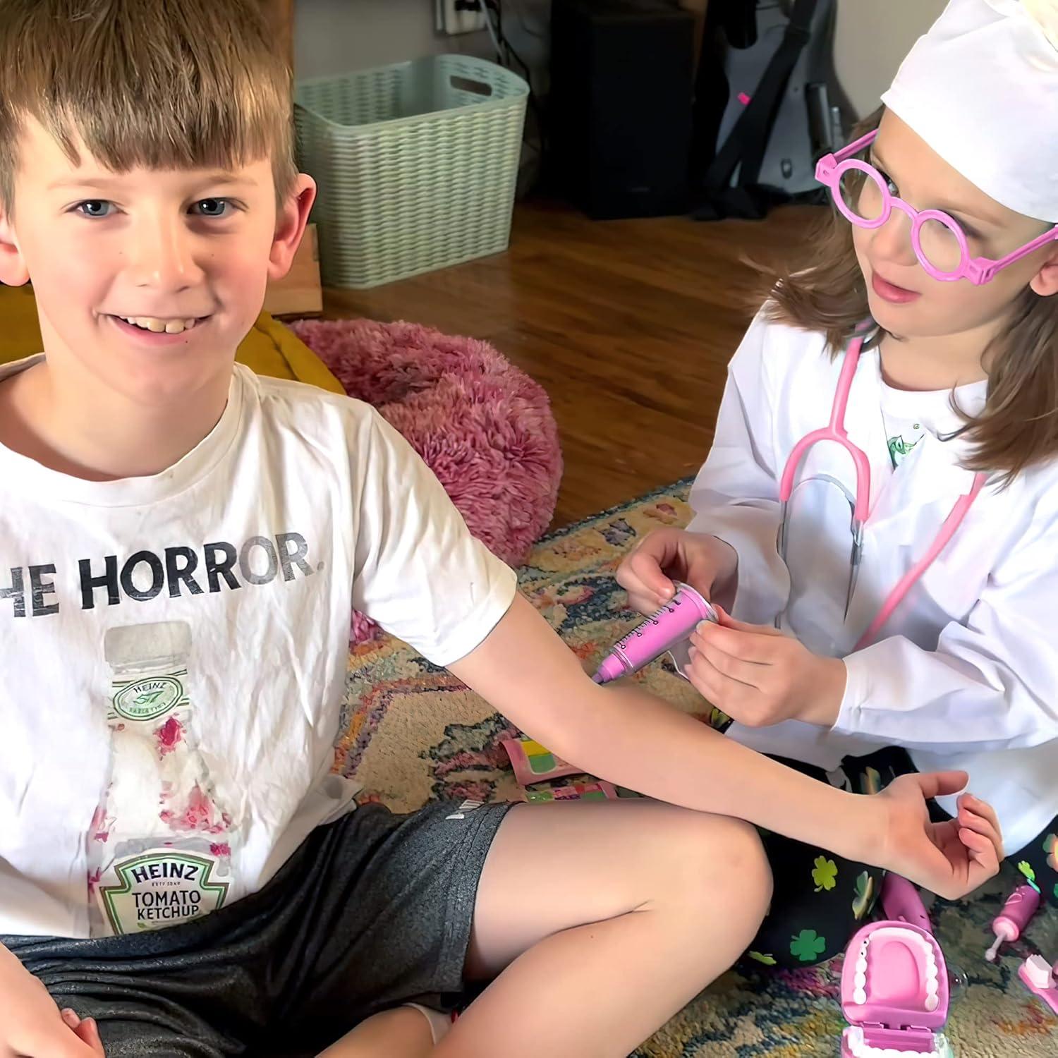 Kit de Doctor Phobby Rosa 27 Piezas Estetoscopio Real Niños 3-8 Años