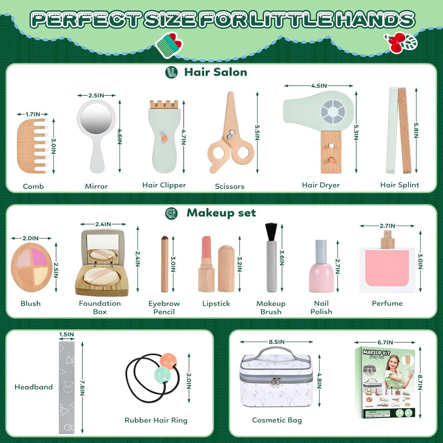 Juego de Maquillaje de Madera KIDBSET para Niñas 3-8 Años