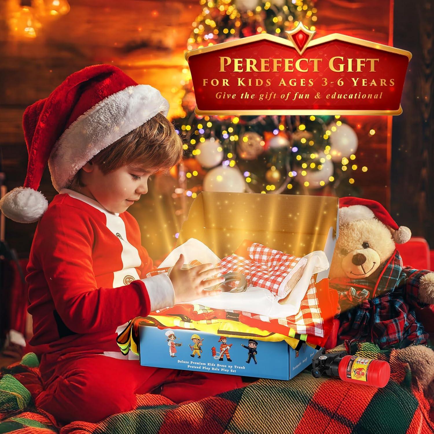 Conjunto de Disfraces 4 en 1 para Niños 3-6 Años - Bombero, Policía, Chef, Construcción