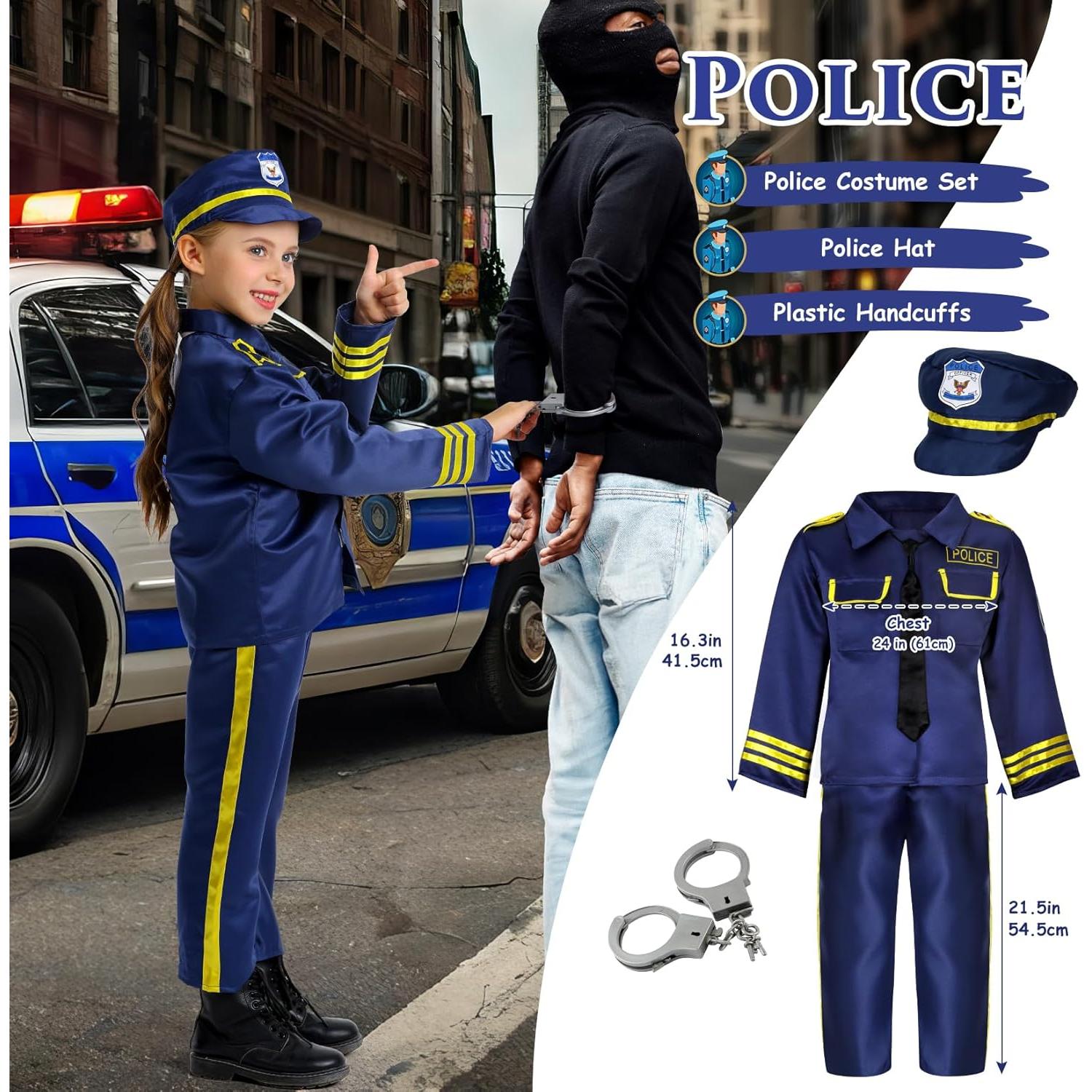 Conjunto de Disfraces 4 en 1 para Niños 3-6 Años - Bombero, Policía, Chef, Construcción