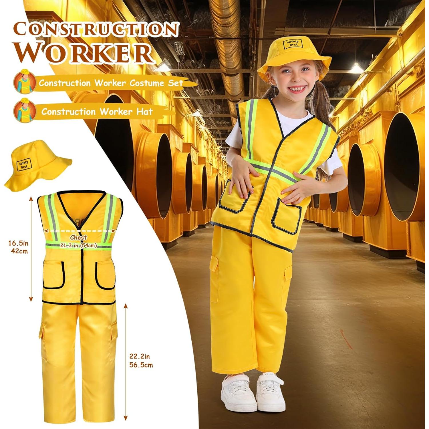 Conjunto de Disfraces 4 en 1 para Niños 3-6 Años - Bombero, Policía, Chef, Construcción