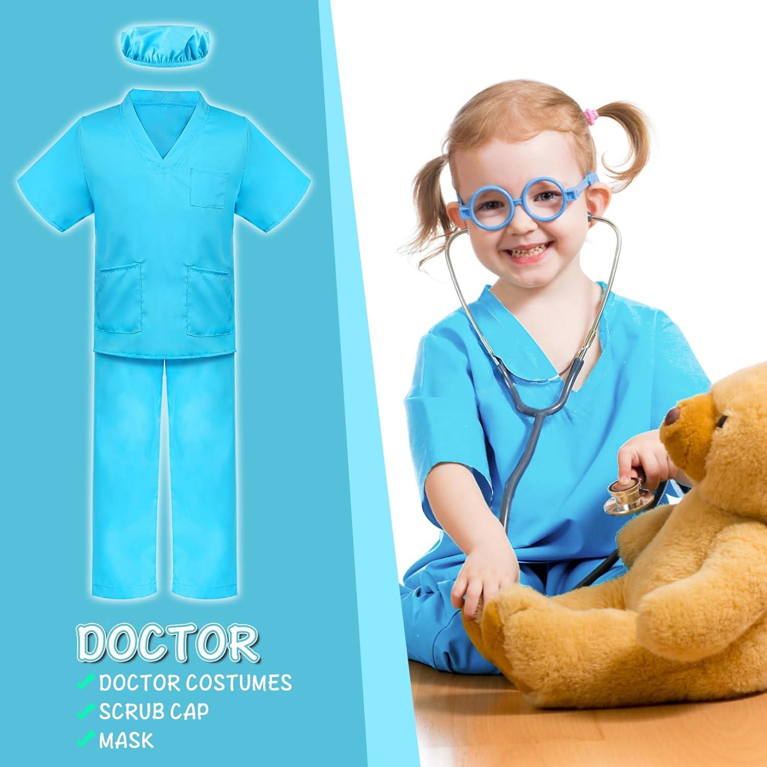 DISHIO Conjunto de Disfraces para Niños 14PCS Bombero, Policía, Doctor, Chef