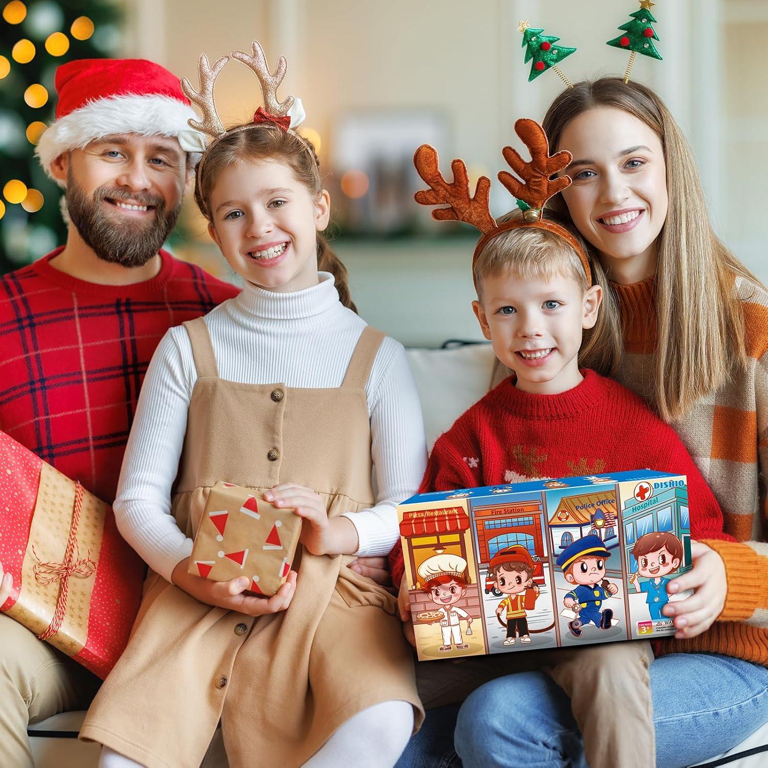 DISHIO Conjunto de Disfraces para Niños 14PCS Bombero, Policía, Doctor, Chef