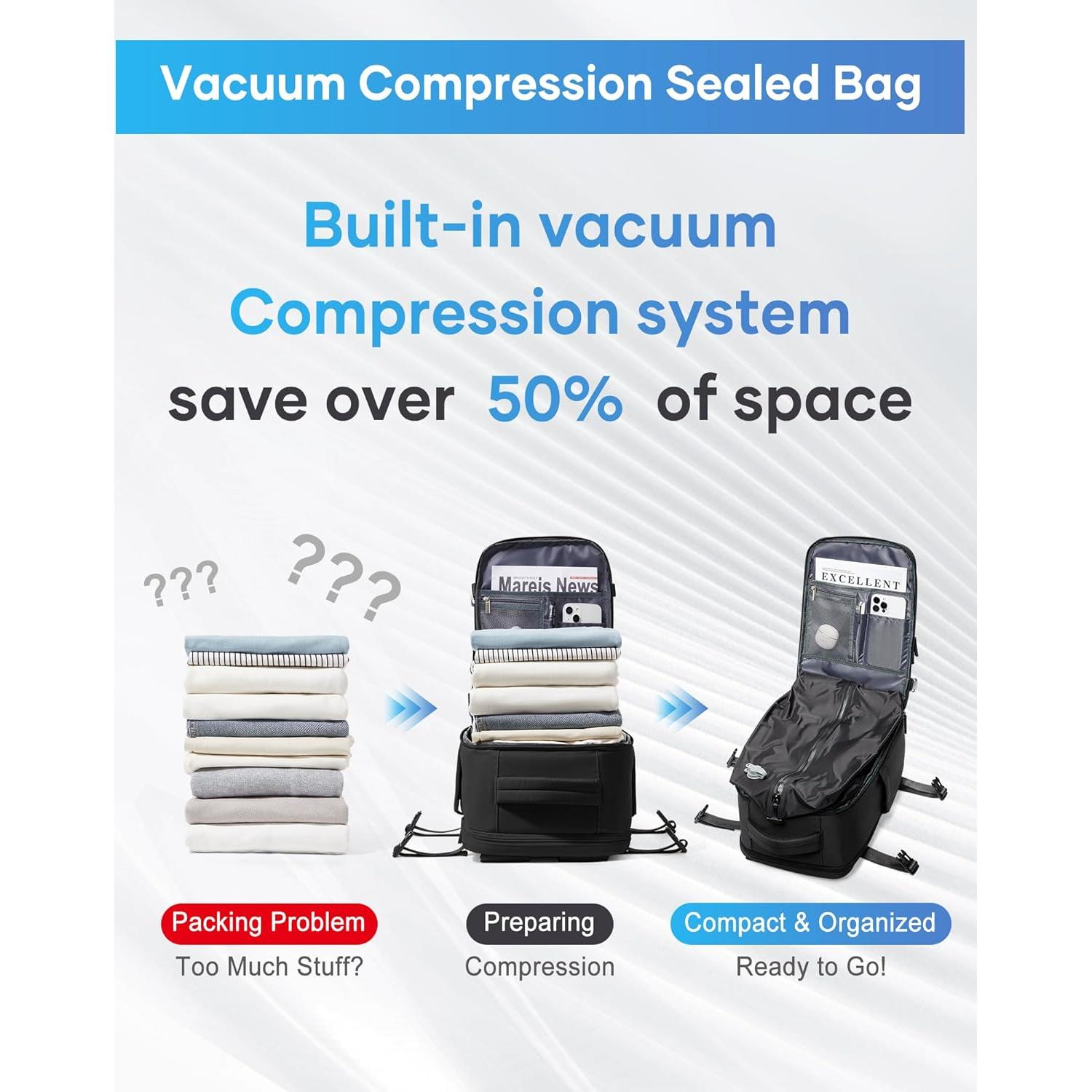 Mochila de Viaje al Vacío Suradar 20L Azul Pavo Real