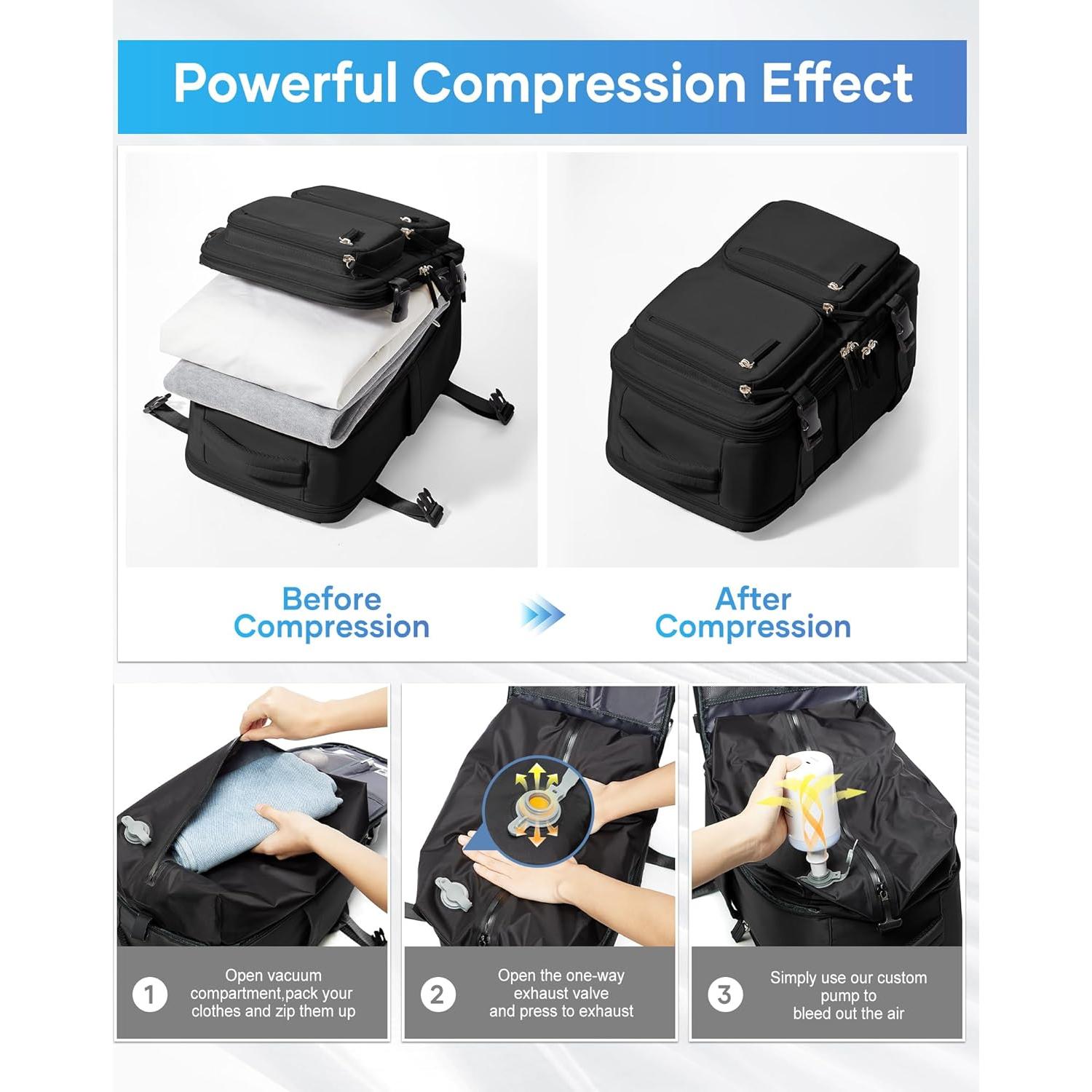 Mochila de Viaje al Vacío Suradar 20L Azul Pavo Real