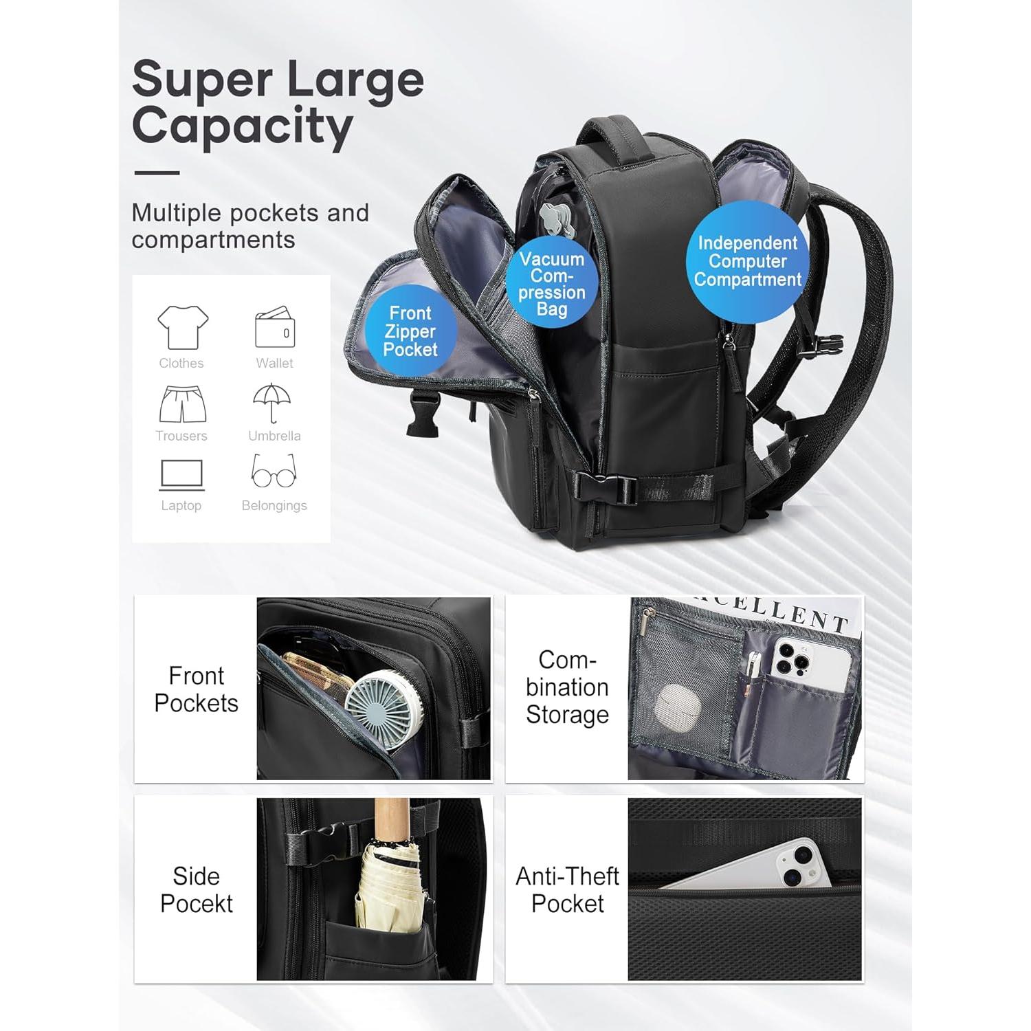 Mochila de Viaje al Vacío Suradar 20L Azul Pavo Real