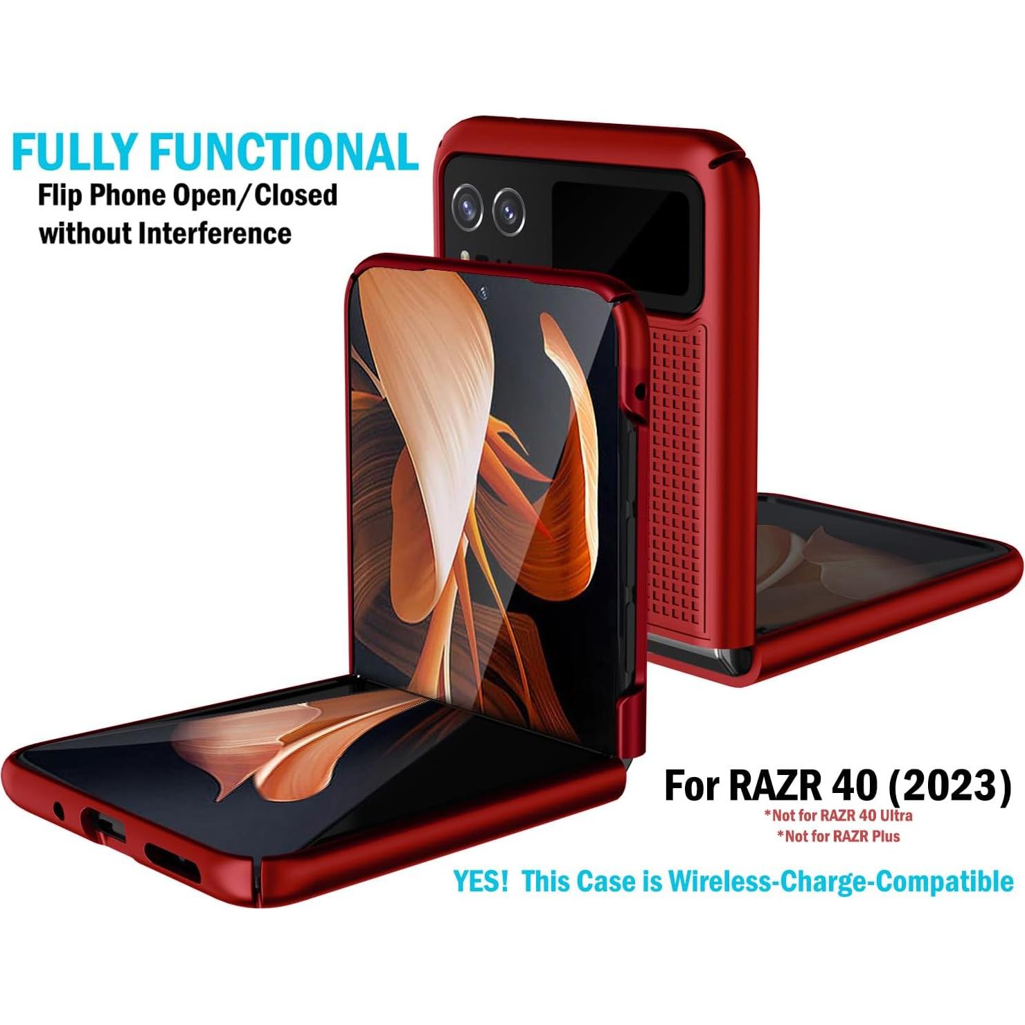 Funda Dura Slim para Motorola RAZR 2023 - Rojo con Clip