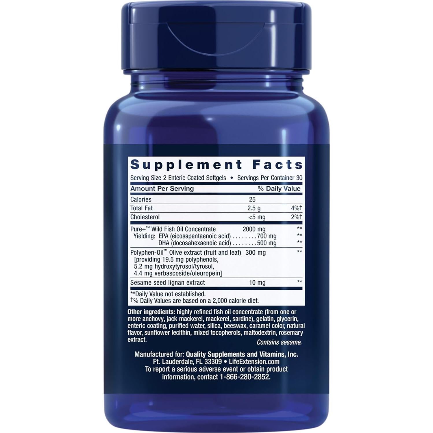 Life Extension Super Omega-3 EPA/DHA Aceite de Pescado 60 Gelatinas