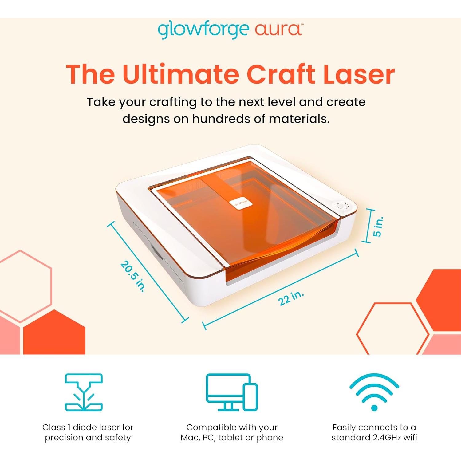 Grabadora y cortadora láser Glowforge Aura 6W para manualidades
