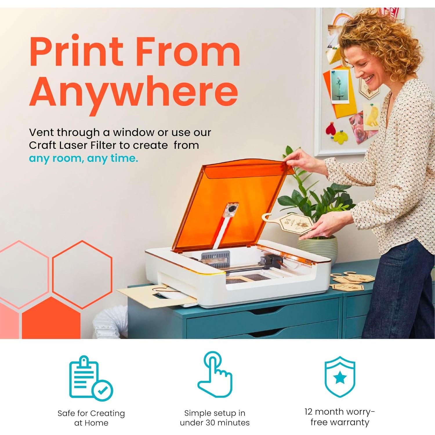 Grabadora y cortadora láser Glowforge Aura 6W para manualidades