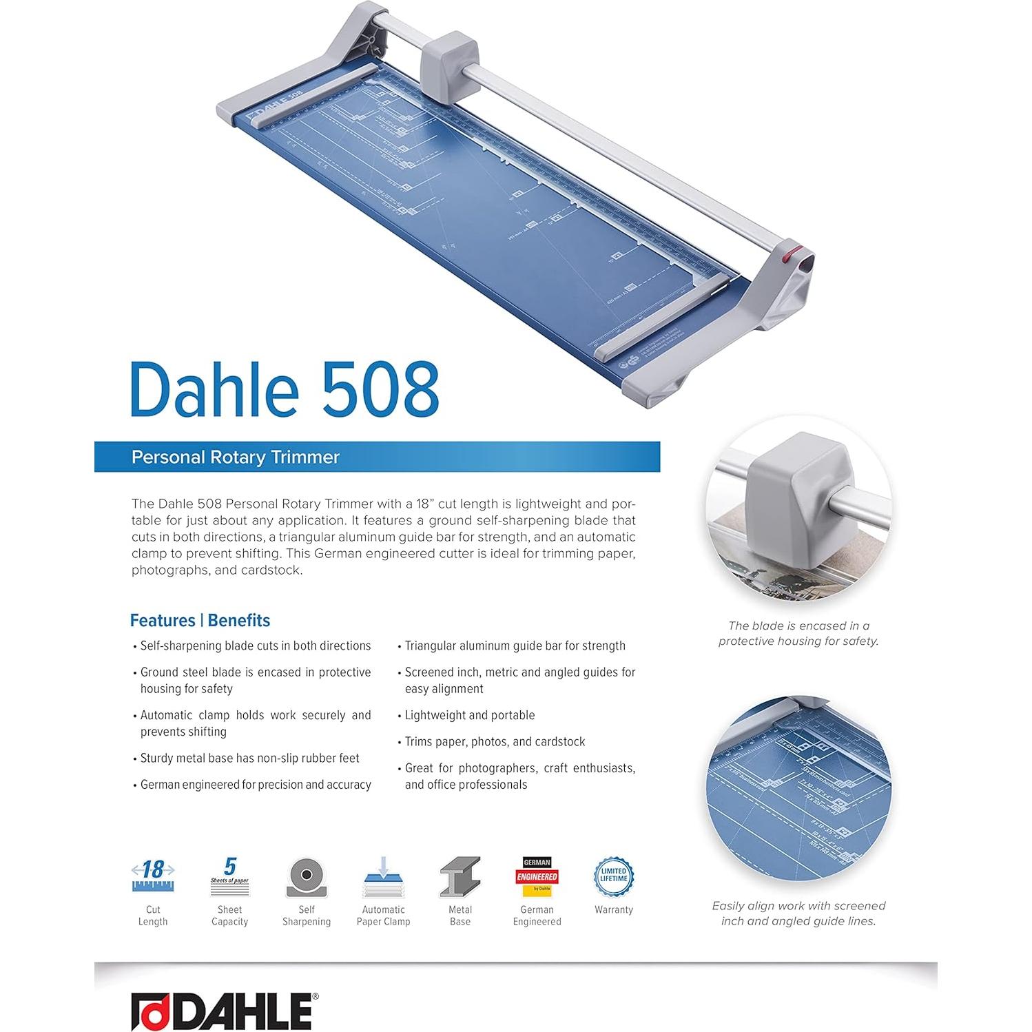 Cortadora Rotativa Dahle 508, 45.72 cm, 7 Hojas, Azul