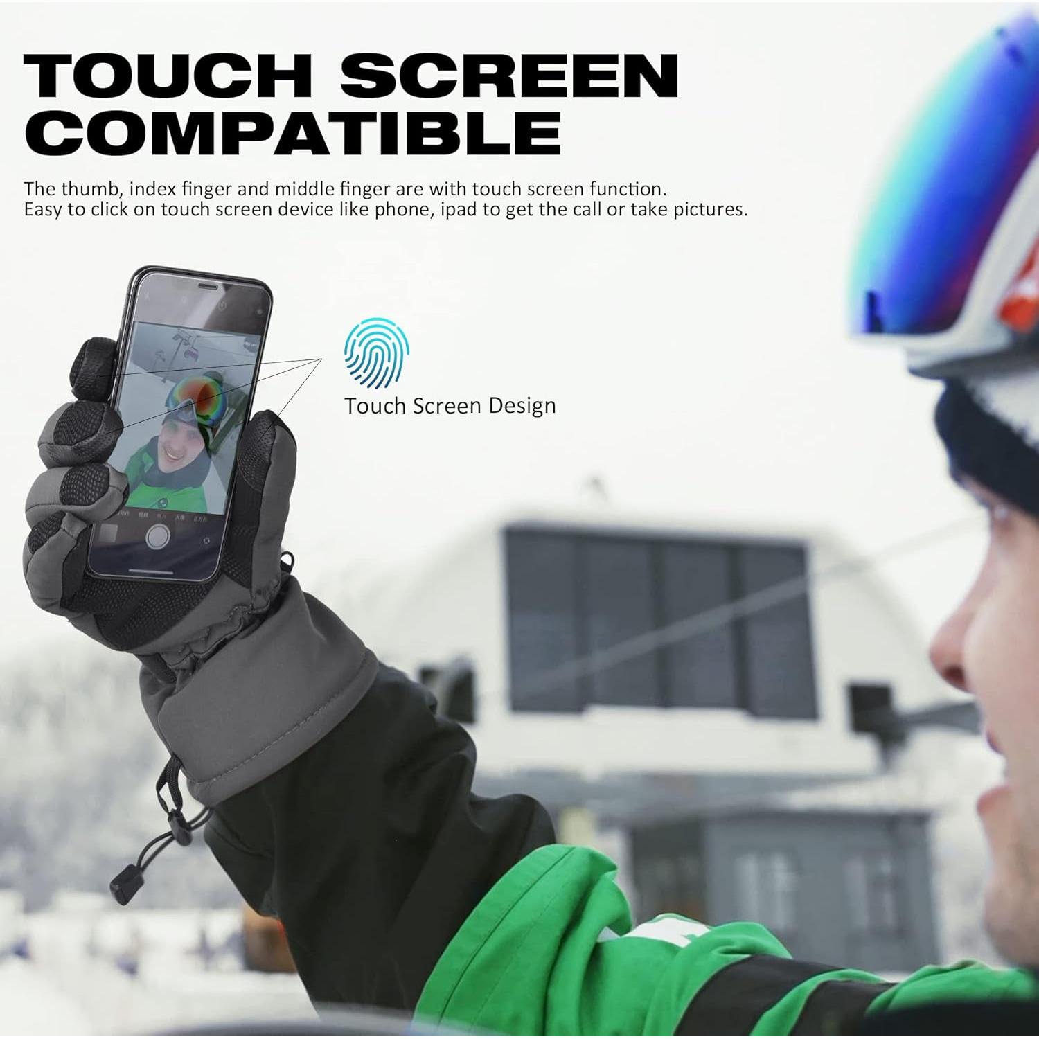 Guantes de Esquí MCTi Impermeables Hombre Talla Grande Gris