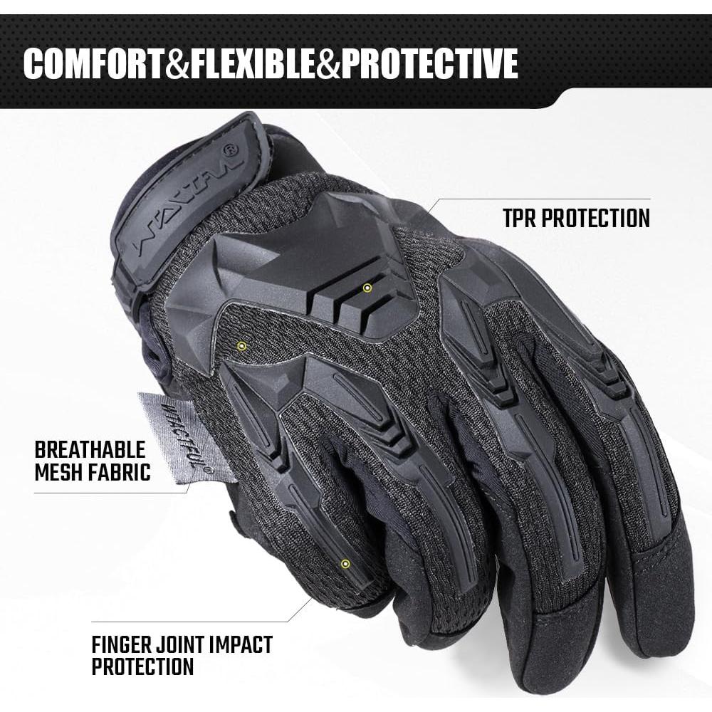 WTACTFUL Rubber Guard Tactical Gloves for Men, Breathable Comfort, Touchscreen Capable & Perfect for Outdoor Activities!
