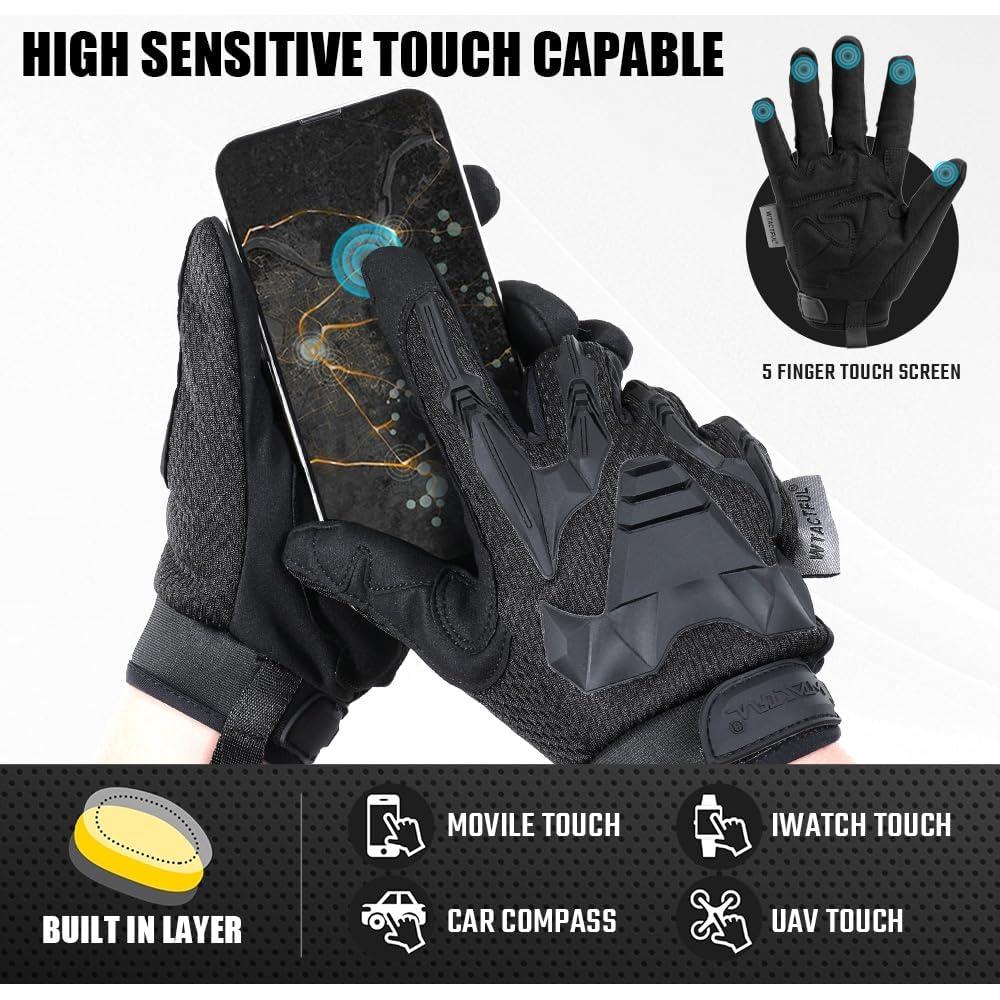 WTACTFUL Rubber Guard Tactical Gloves for Men, Breathable Comfort, Touchscreen Capable & Perfect for Outdoor Activities!