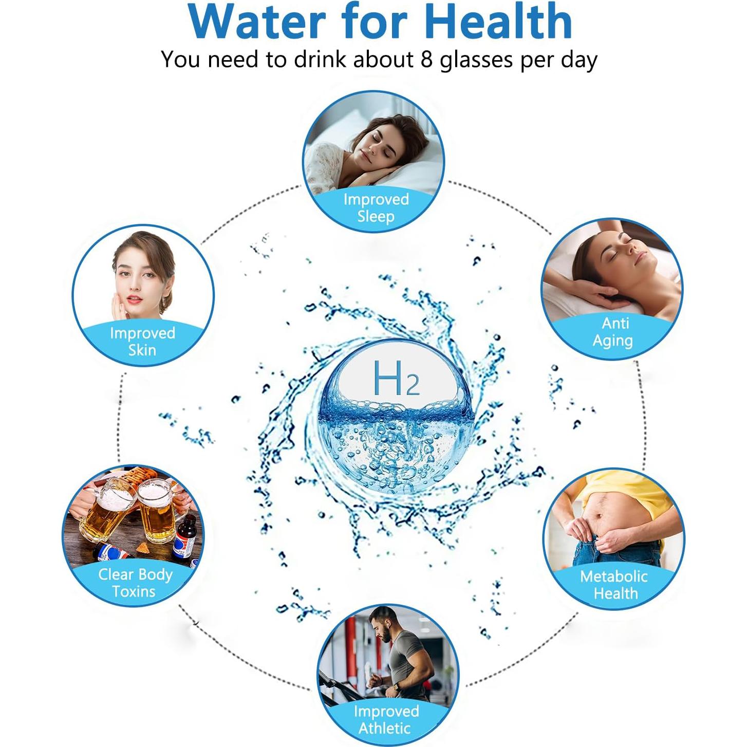 Generador de Agua de Hidrógeno Amavheaf 2PC Vidrio Saludable