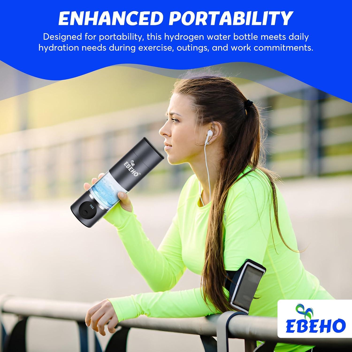 Botella Generadora de Agua de Hidrógeno EBEHO 230ml 5000+PPB